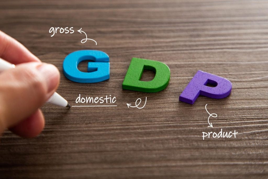 Gross Domestic Product word made of wooden letters